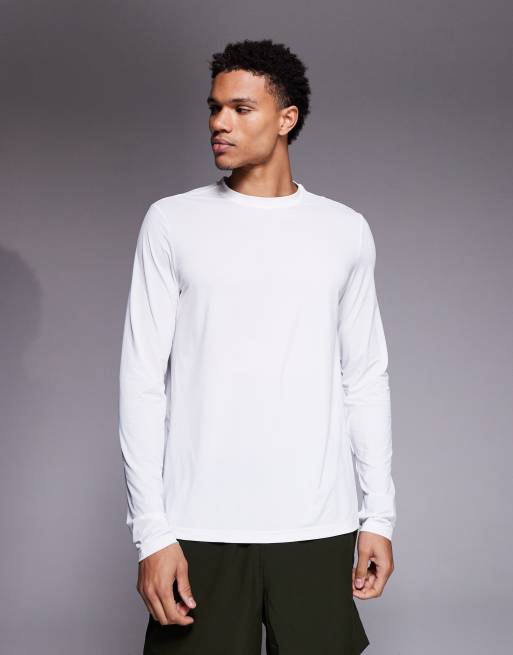 4505 - Sneldrogend mesh T-shirt met print op de achterkant en lange mouwen in wit, 3 van 5