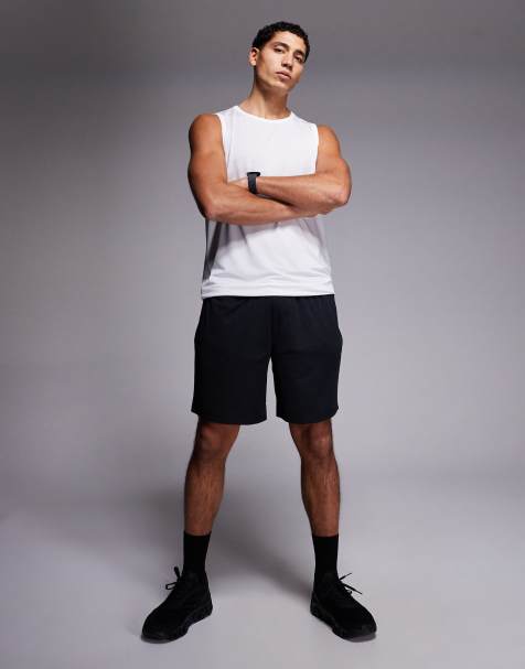 4505 - Sneldrogende 7-inch mesh trainingsshort met ritszakken in zwart - view 1