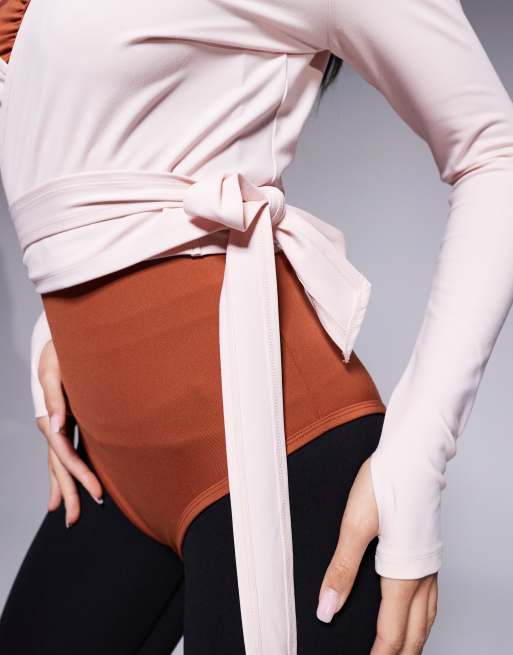 4505 soft touch ballet wrap long sleeve top in pearl blush ASOS