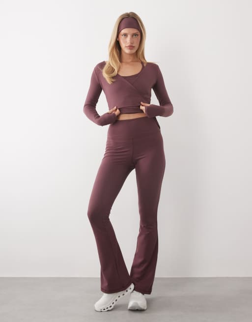 4505 soft touch ballet wrap long sleeve top in plum, 2 of 4