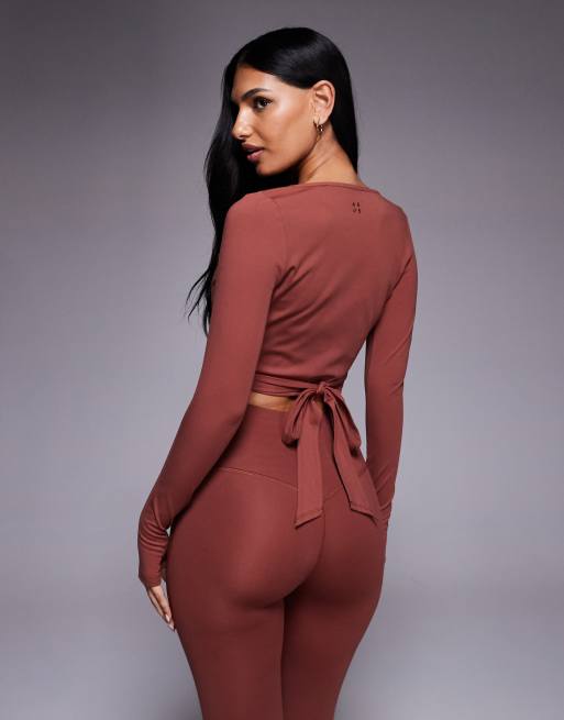 4505 soft touch ballet wrap long sleeve top in spice, 2 of 4