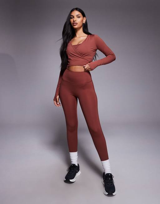 4505 soft touch ballet wrap long sleeve top in spice, 3 of 4
