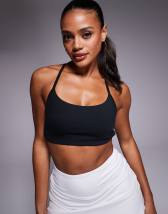 4505 Icon medium support square neck sports bra with adjustable straps in black 