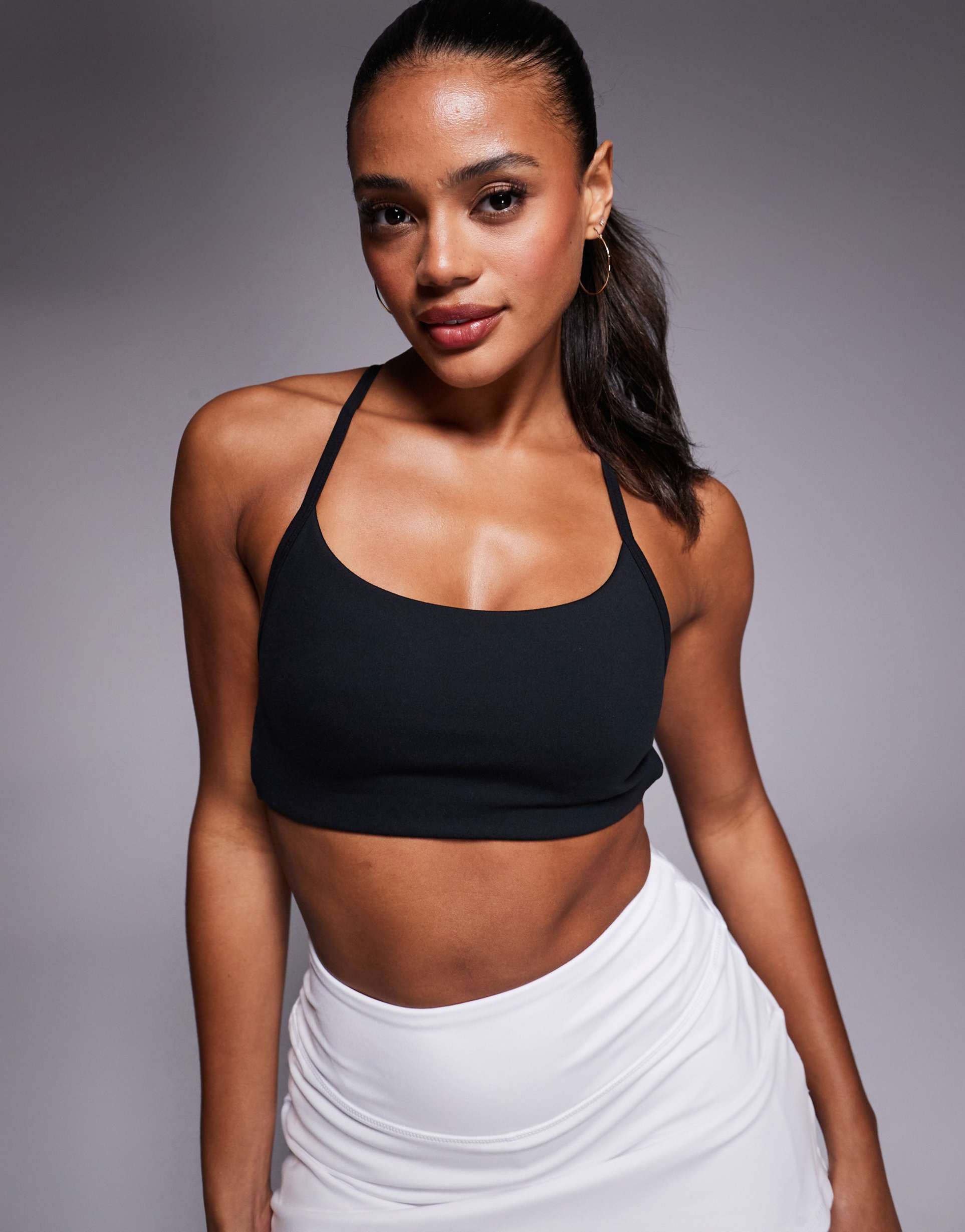 4505 soft touch cross back light support sports bra in black