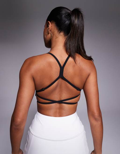  4505 soft touch cross back light support sports bra in black 