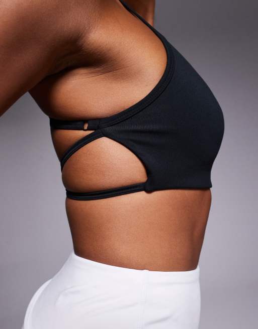  4505 soft touch cross back light support sports bra in black 