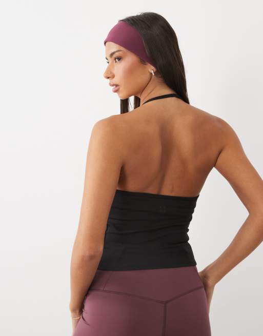 4505 soft touch halter neck cami with inner bra and adjustable straps in black, 3 of 4