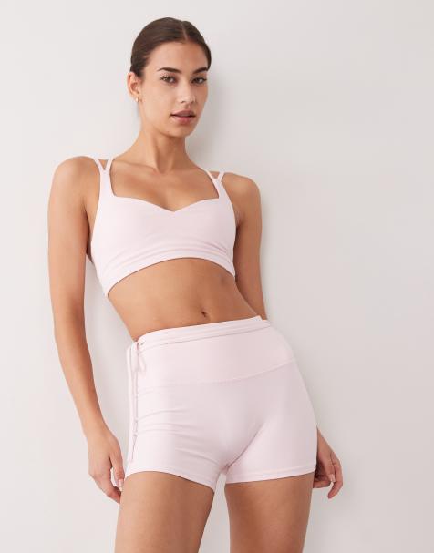 4505 soft touch high waist 3 inch booty shorts with tie waist detail in ballet pink - view 1