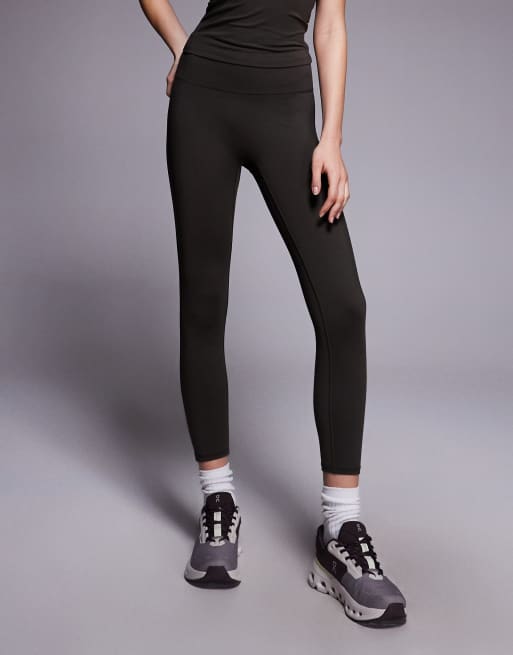 4505 soft touch high waist cropped yoga legging in mocha brown , 4 of 5