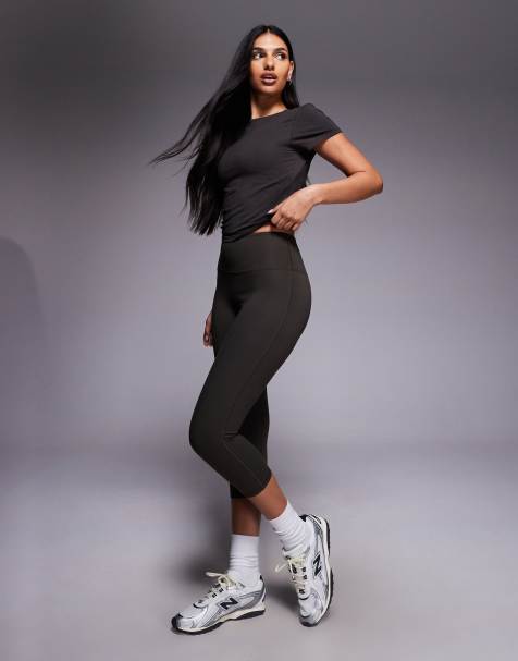 4505 soft touch high waist yoga capri legging in mocha brown - view 1