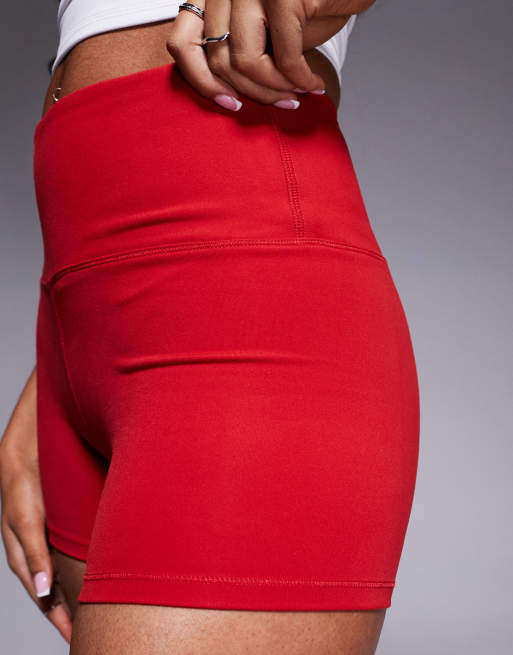 4505 soft touch high waist yoga shorts in red