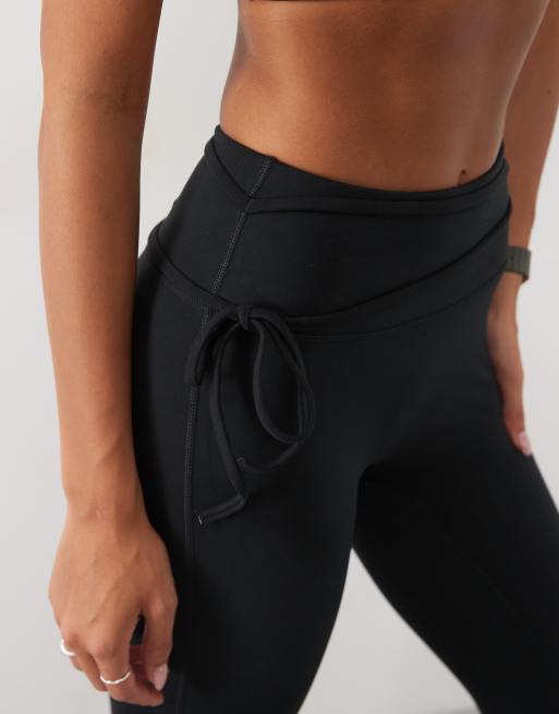 4505 soft touch kick flare yoga legging with tie waist detail in black, 5 of 5