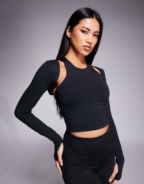 4505 soft touch layering long sleeve shrug in black - view 1