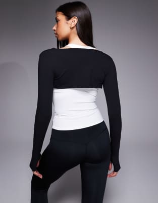 4505 Soft Touch Layering Long Sleeve Shrug In White