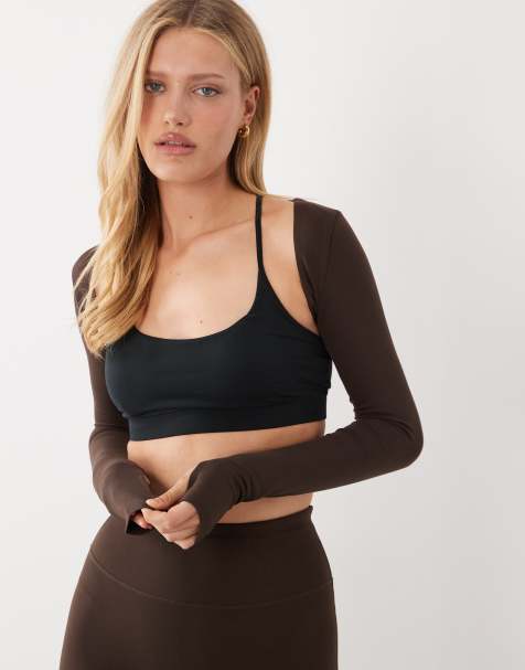 4505 soft touch layering long sleeve shrug in chocolate - view 1