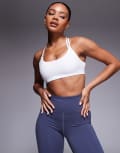 [ASOS] 4505 soft touch light support cross back studio bra with removable padding in white 10 White