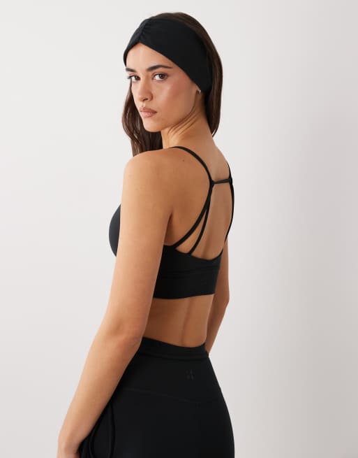 4505 soft touch light support sports bra with removable padding in black, 3 of 4