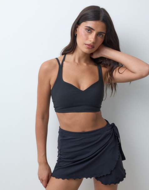 4505 soft touch light support sports bra with sweetheart neckline and removable padding in black - view 1
