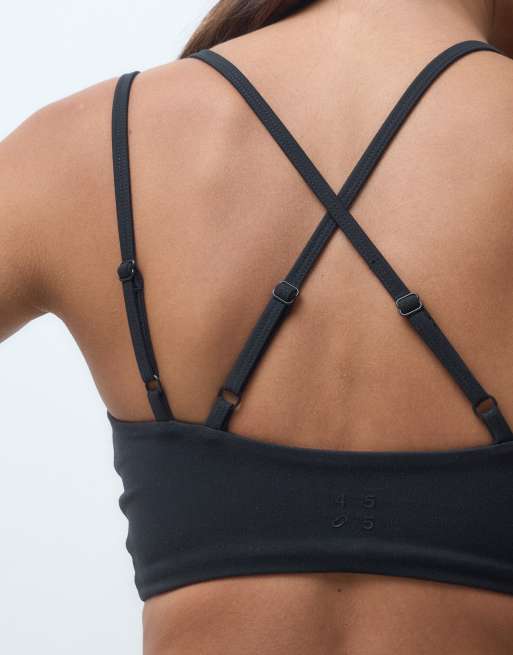 4505 soft touch light support sports bra with sweetheart neckline and removable padding in black, 3 of 5