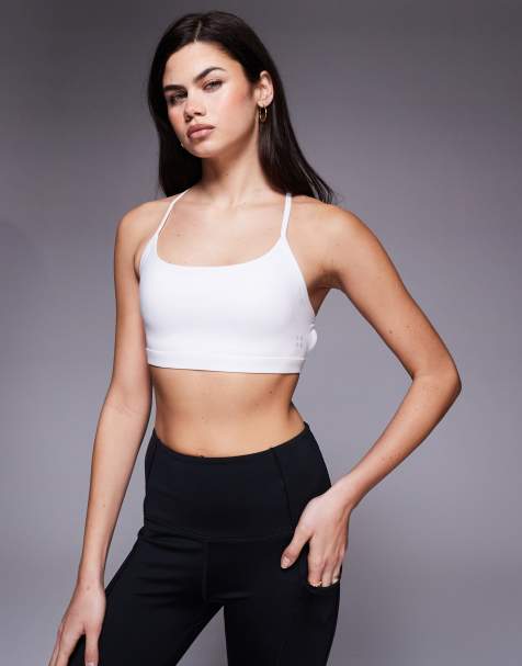4505 soft touch open back light support sports bra with removable padding in white - view 1