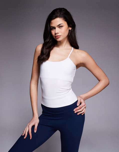 4505 soft touch open back singlet with inner bra in white - view 1