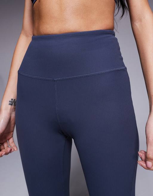 4505 soft touch rib high waist slim kick yoga legging in blue grey , 3 of 5
