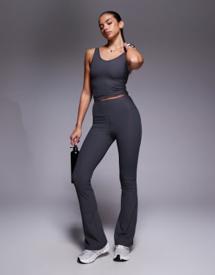 4505 Soft Touch Rib Knit Tank Top With Shelf Bra In Gray