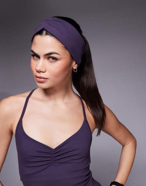 4505 soft touch ruched yoga headband in heather - view 1