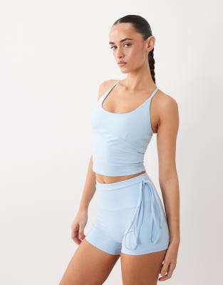 4505 Soft Touch Scoop Neck Vest With Inner Bra And Adjustable Straps In Blue