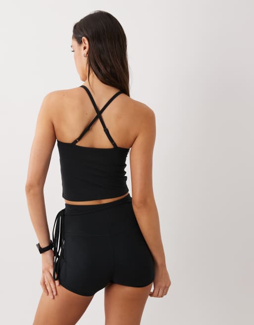 4505 soft touch scoop neck vest with inner bra and adjustable straps in black, 4 of 4