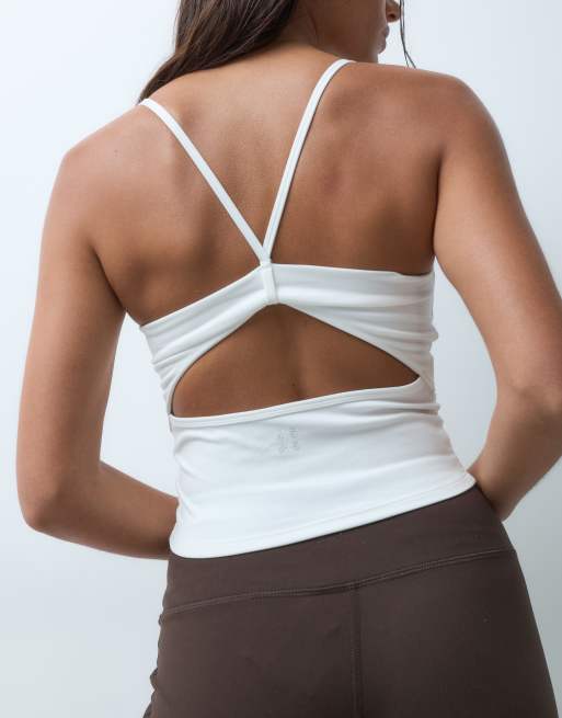 4505 soft touch singlet with inner bra and gathered back detail in white, 5 of 5