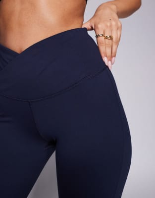 4505 Soft Touch Slim Kick Yoga Legging With Wrap Waist In Navy
