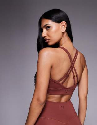 4505 soft touch strappy medium support sports bra with removable padding in spice – ORANGE