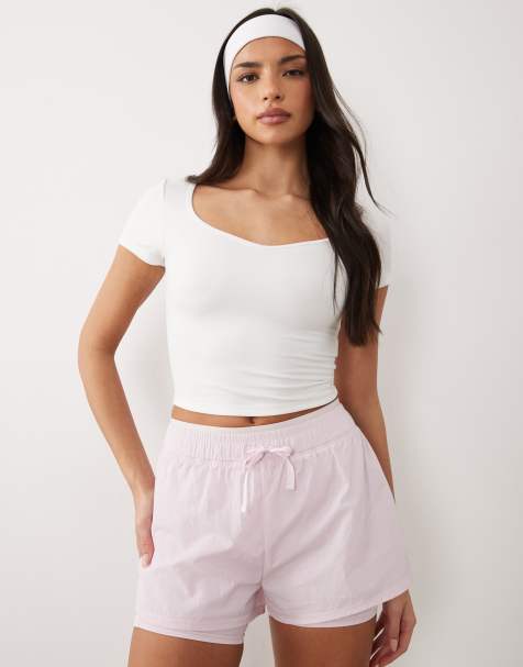 4505 soft touch sweetheart neck cap sleeve top in white