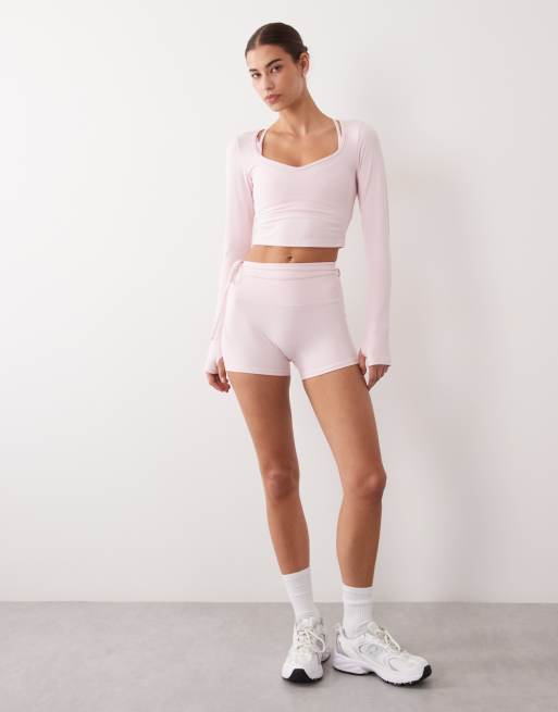 4505 soft touch sweetheart neck long sleeve top in ballet pink, 3 of 4