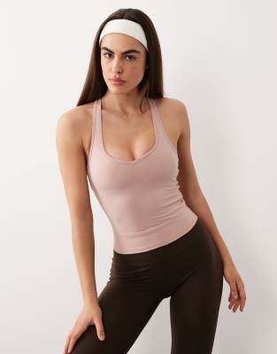 4505 Soft Touch Sweetheart Neck Tank Top With Shelf Bra In Pink