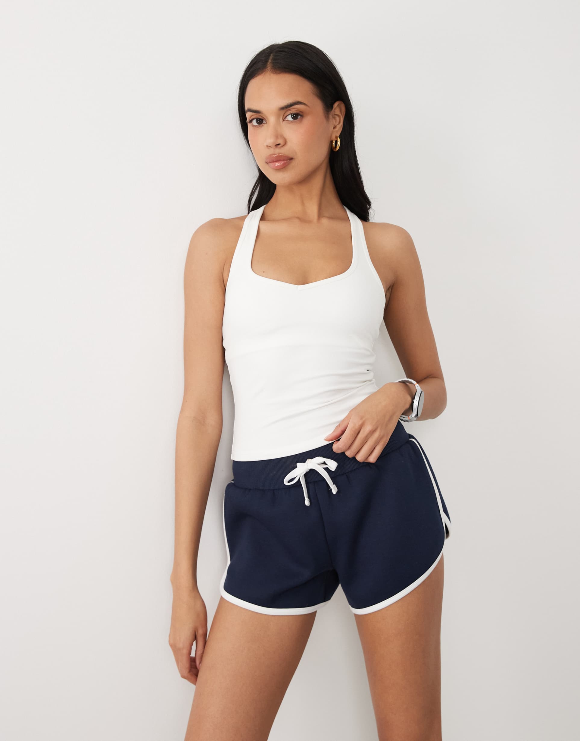 4505 soft touch sweetheart neck tank top with shelf bra in white