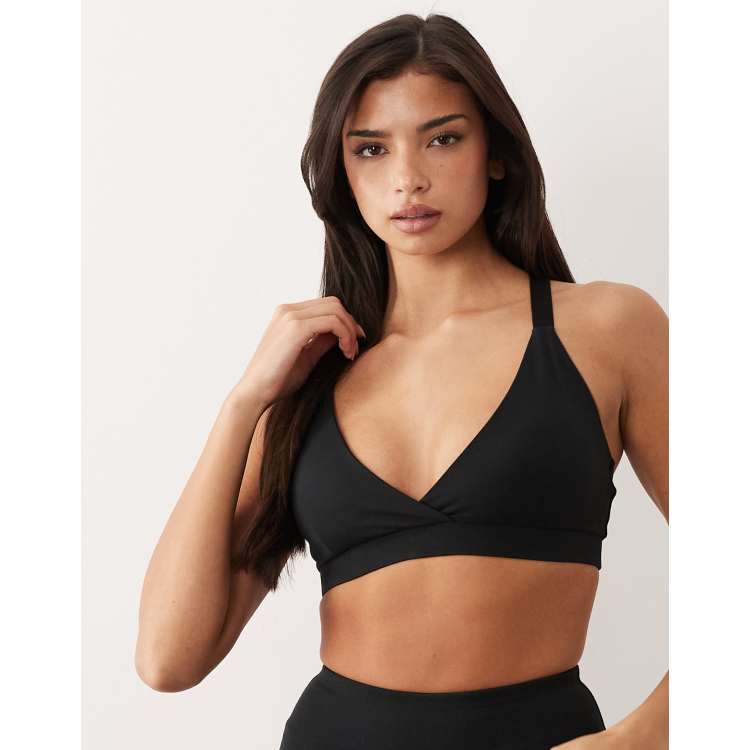 4505 soft touch v-neck medium support sports bra with adjustable