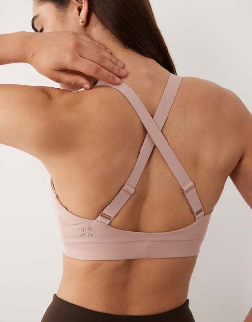 4505 soft touch v neck medium support sports bra with adjustable straps in blush pink, 2 of 4