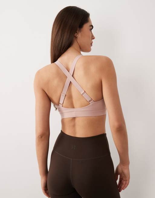 4505 soft touch v neck medium support sports bra with adjustable straps in blush pink, 4 of 4