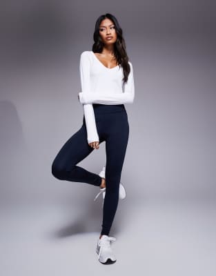Shop 4505 Soft Touch Wide Neck Long Sleeve Top In White