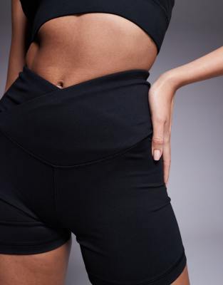 4505 Soft Touch Wrap Waist 3 Inch Booty Short In Black