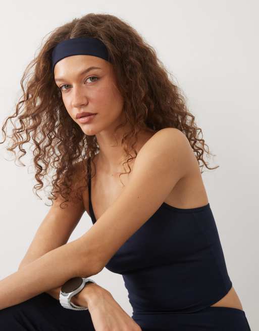 4505 soft touch yoga slim headband in navy, 3 of 3