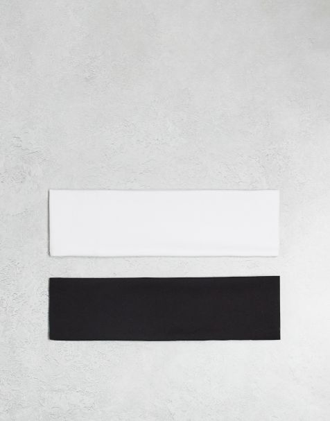 4505 soft touch yoga wide headband 2 pack in black and white - view 1