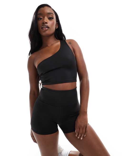 4505 - Sort oneshoulder-top med superblank finish