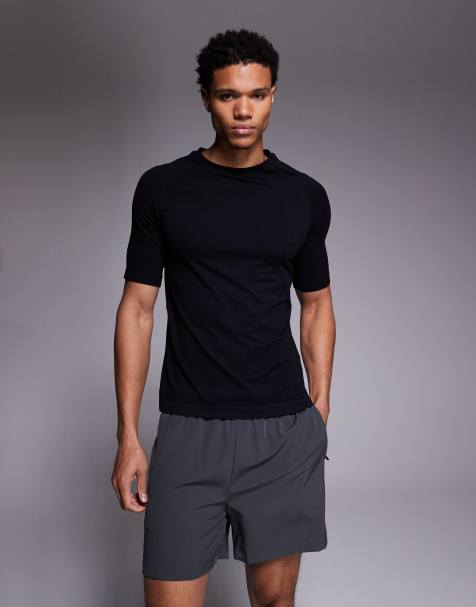 4505 - Sort sømløs let basis-T-shirt i slim fit - view 1