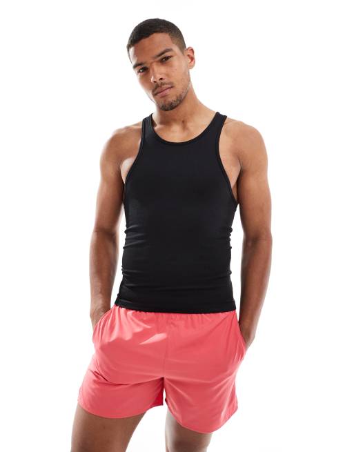 4505 - Sort top med racerryg i sømløs ribstrik i slim fit 