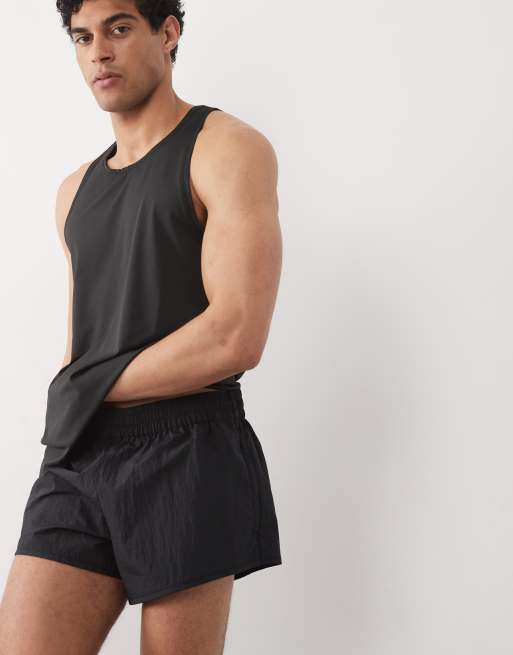 4505 - Sorte 8 cm-træningsshorts i nylon-tech med lynlåslommer, 4 af 5