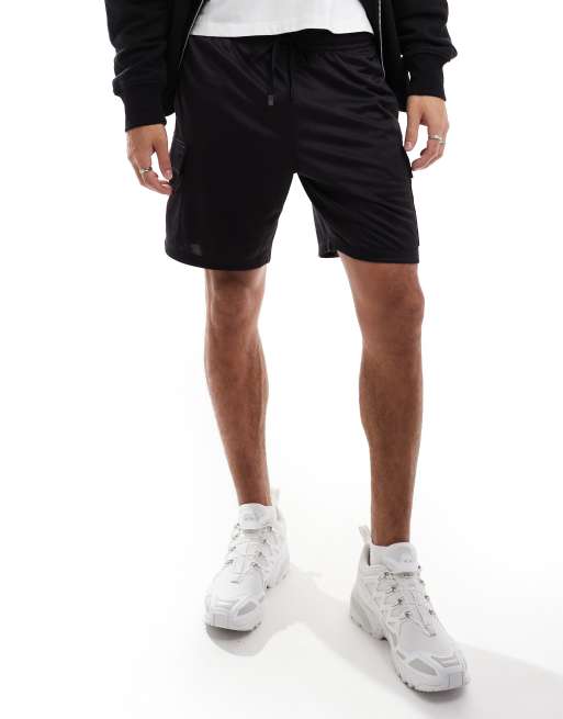 4505 - Sorte cargo-shorts i performance-jersey 