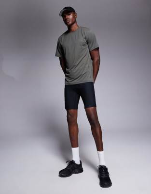 4505 - Sorte ribstrikkede baselayer-leggingshorts til løb med telefonlomme - view 1
